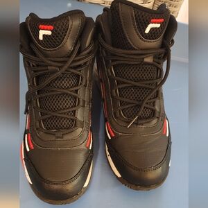 Fila Black and Red High-Top Sneakers